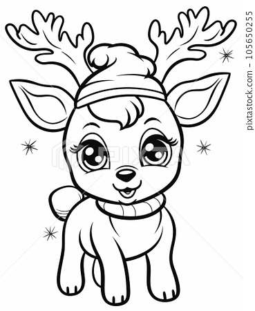 Christmas reindeer coloring book ai image