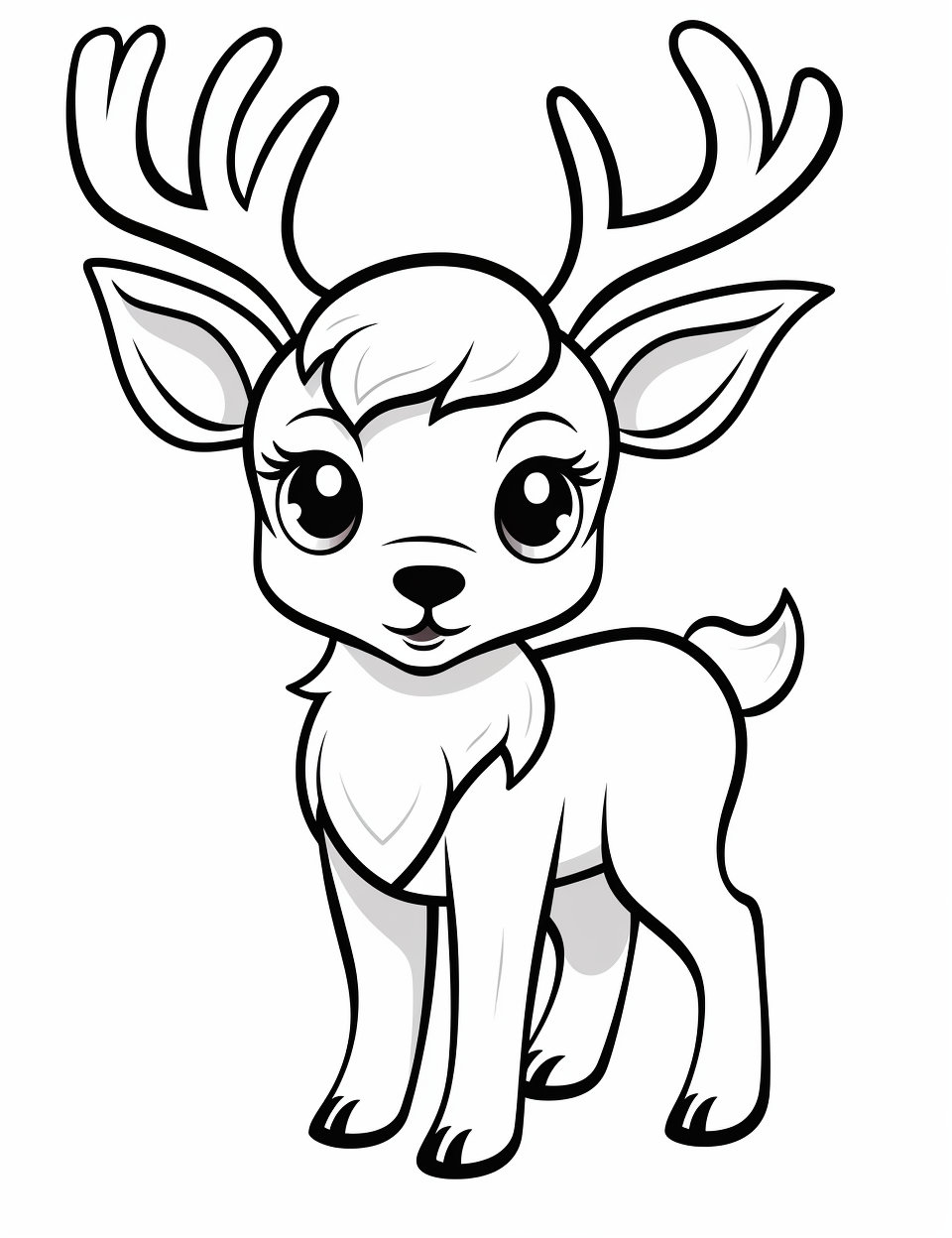 Baby reindeer christmas coloring printable coloring page coloring for adults and kids instant download png mercial use