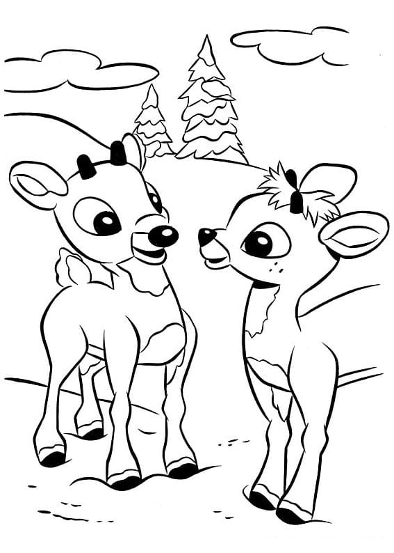 Rudolph and fireball coloring page