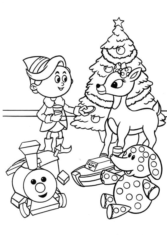 Fireball and rudolph coloring page