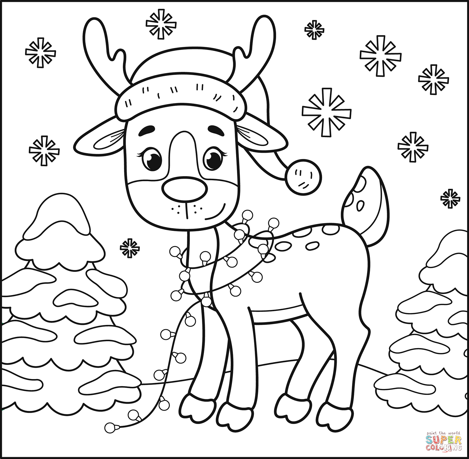 Christmas reindeer coloring page free printable coloring pages