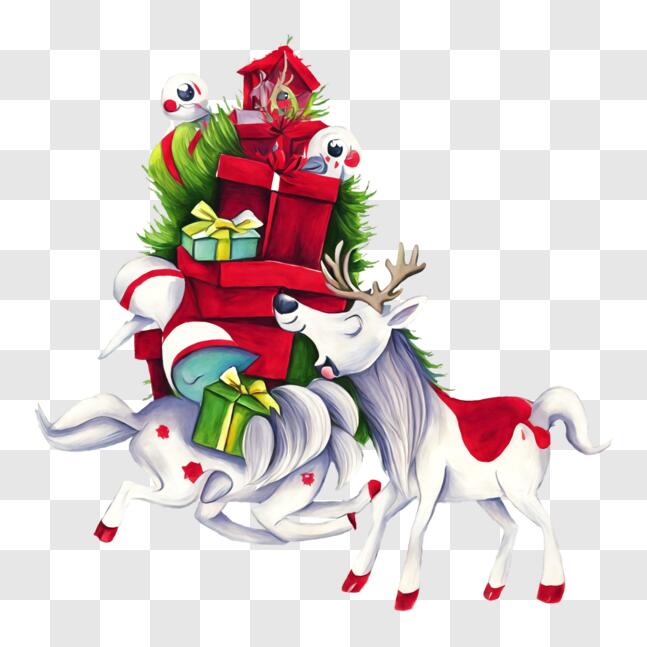 Download white reindeer celebrating the holiday season png online