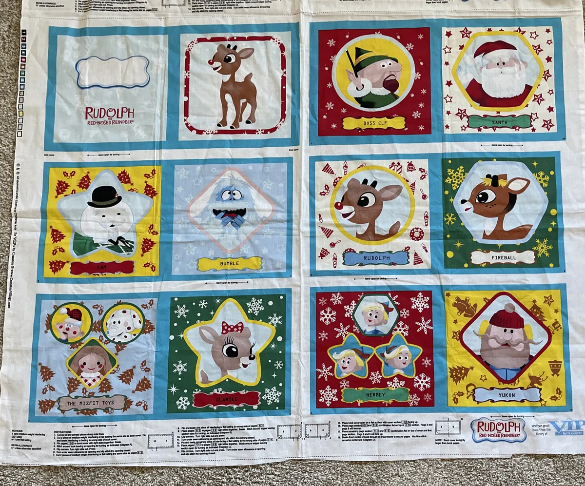 Cranston rudolph red nosed reindeer cloth book fabric panel cut sew christmas