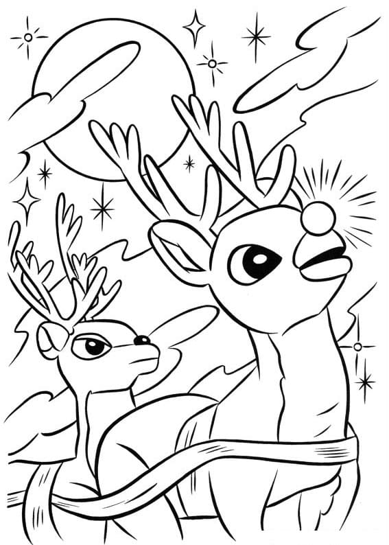 Rudolph with fireball coloring page