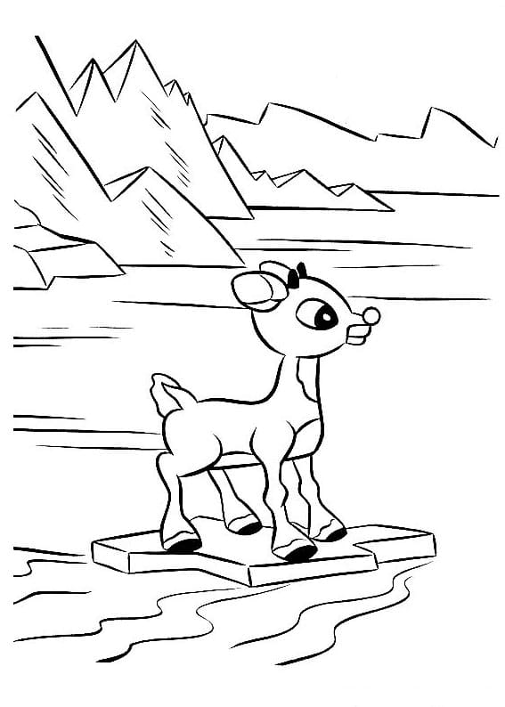 Rudolph with fireball coloring page