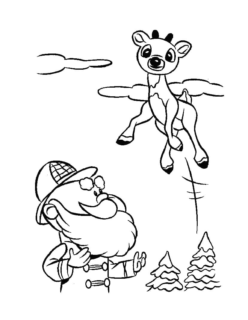 Rudolph and fireball coloring page