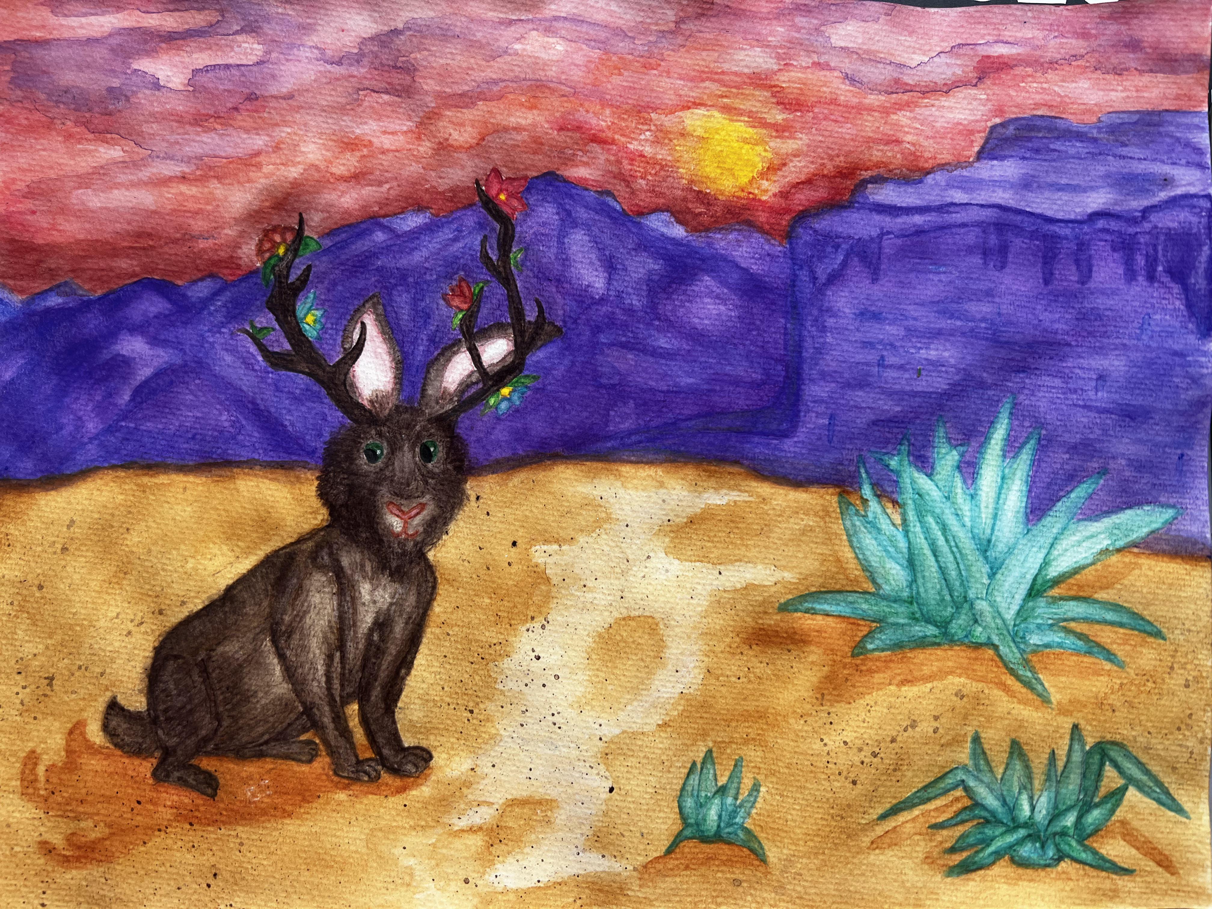 Jackalope using watercolor pencils rhphogwartsmystery