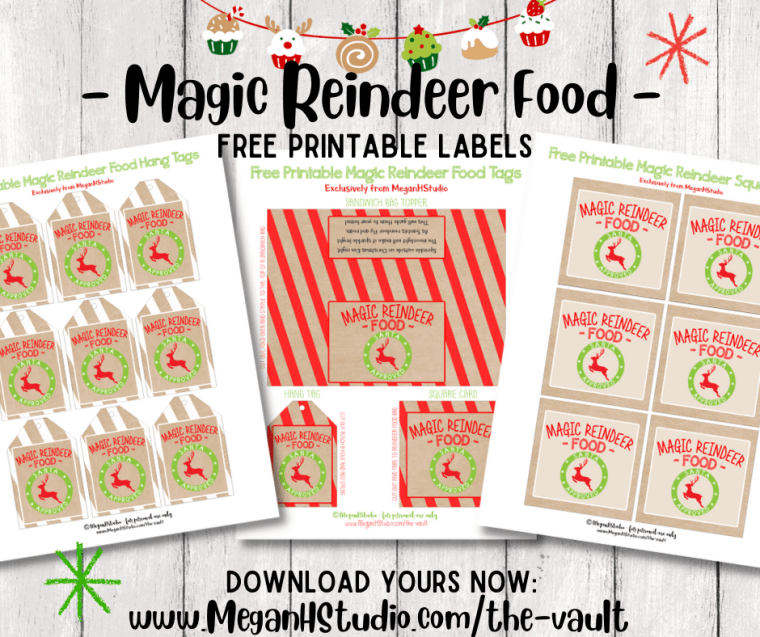 Free magic reindeer food tags