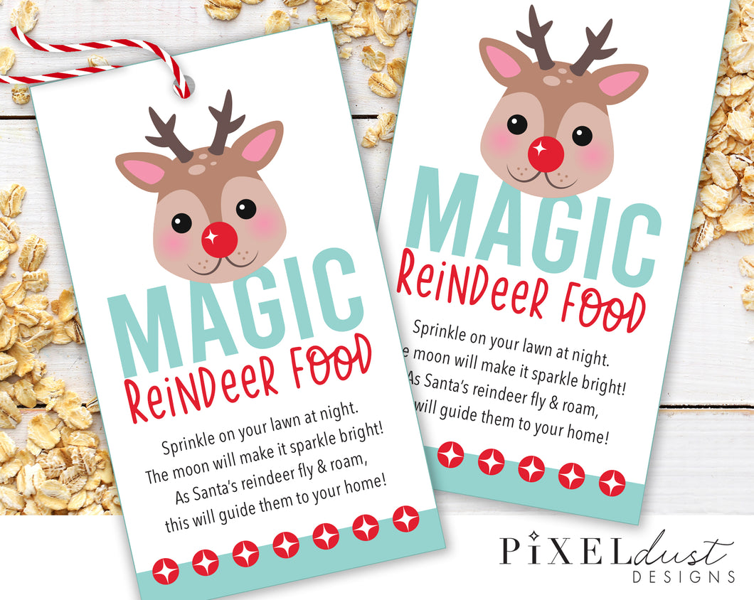 Magic reindeer food tags santas reindeer treat cards â pixeldust designs