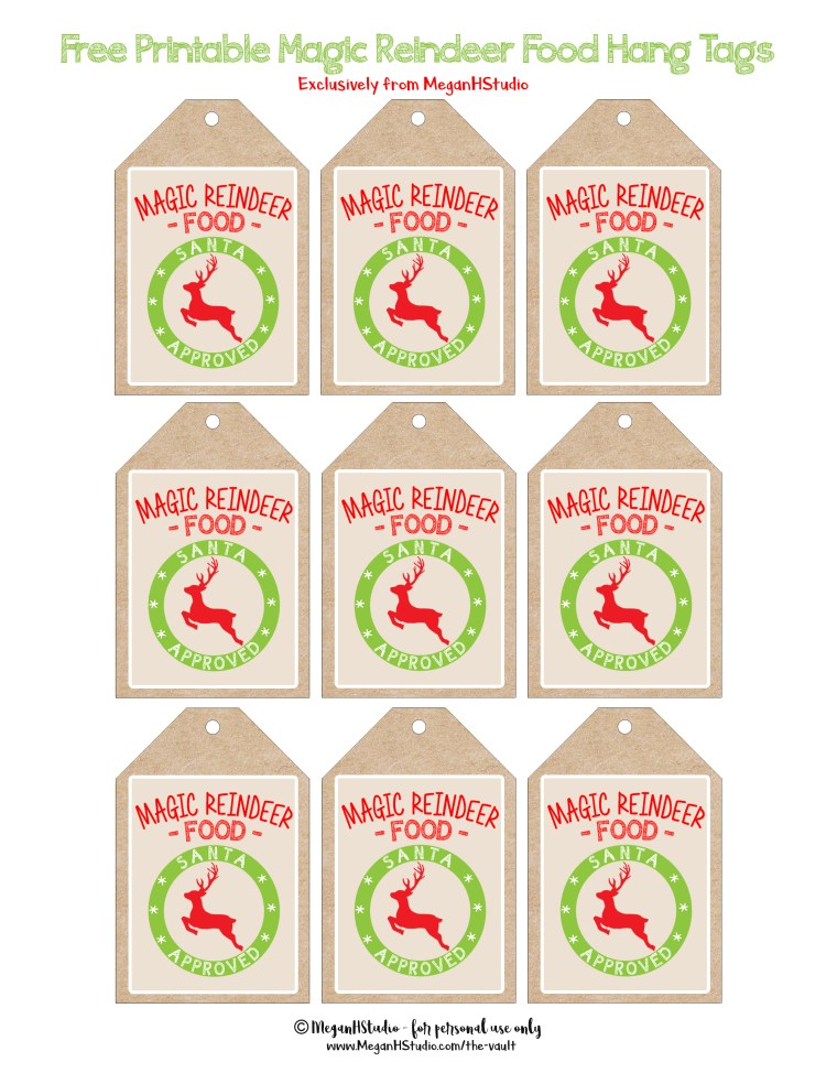 Free magic reindeer food tags