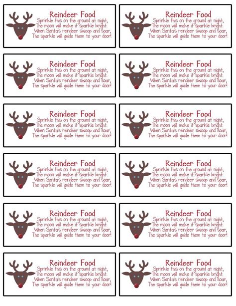 Free reindeer food tags