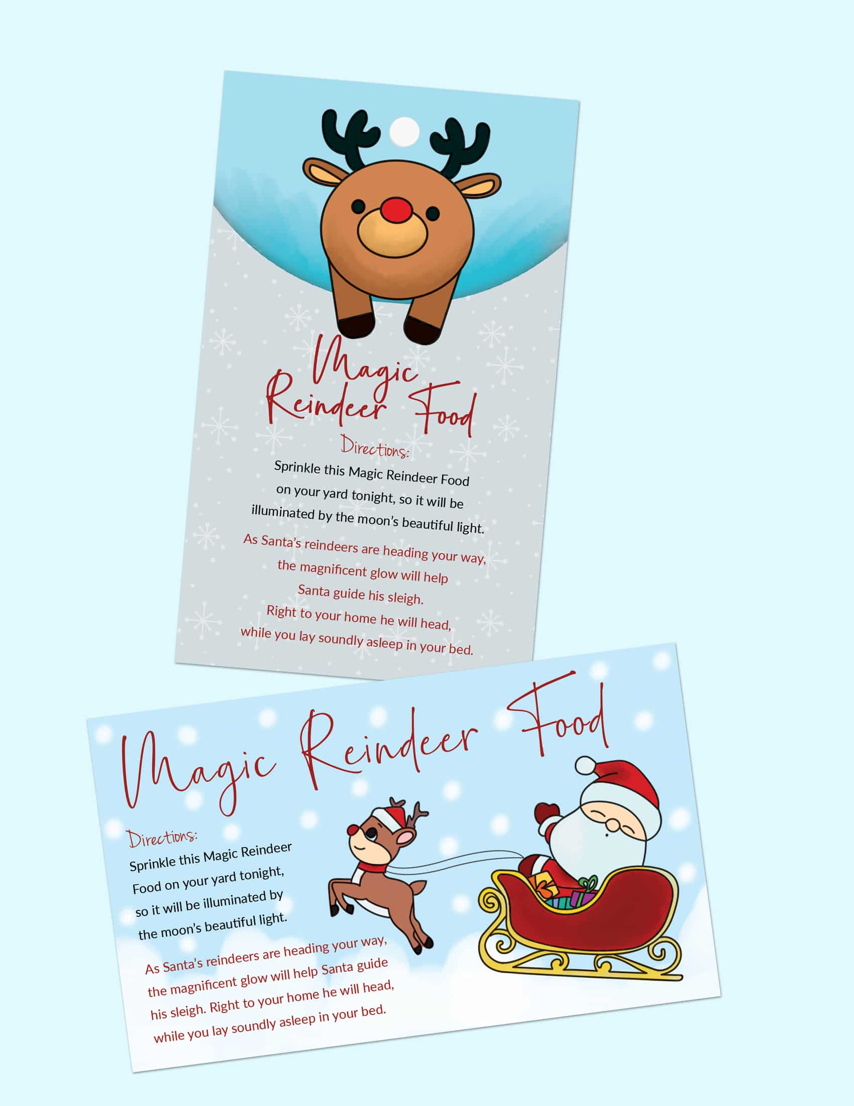 Free magic reindeer food printables