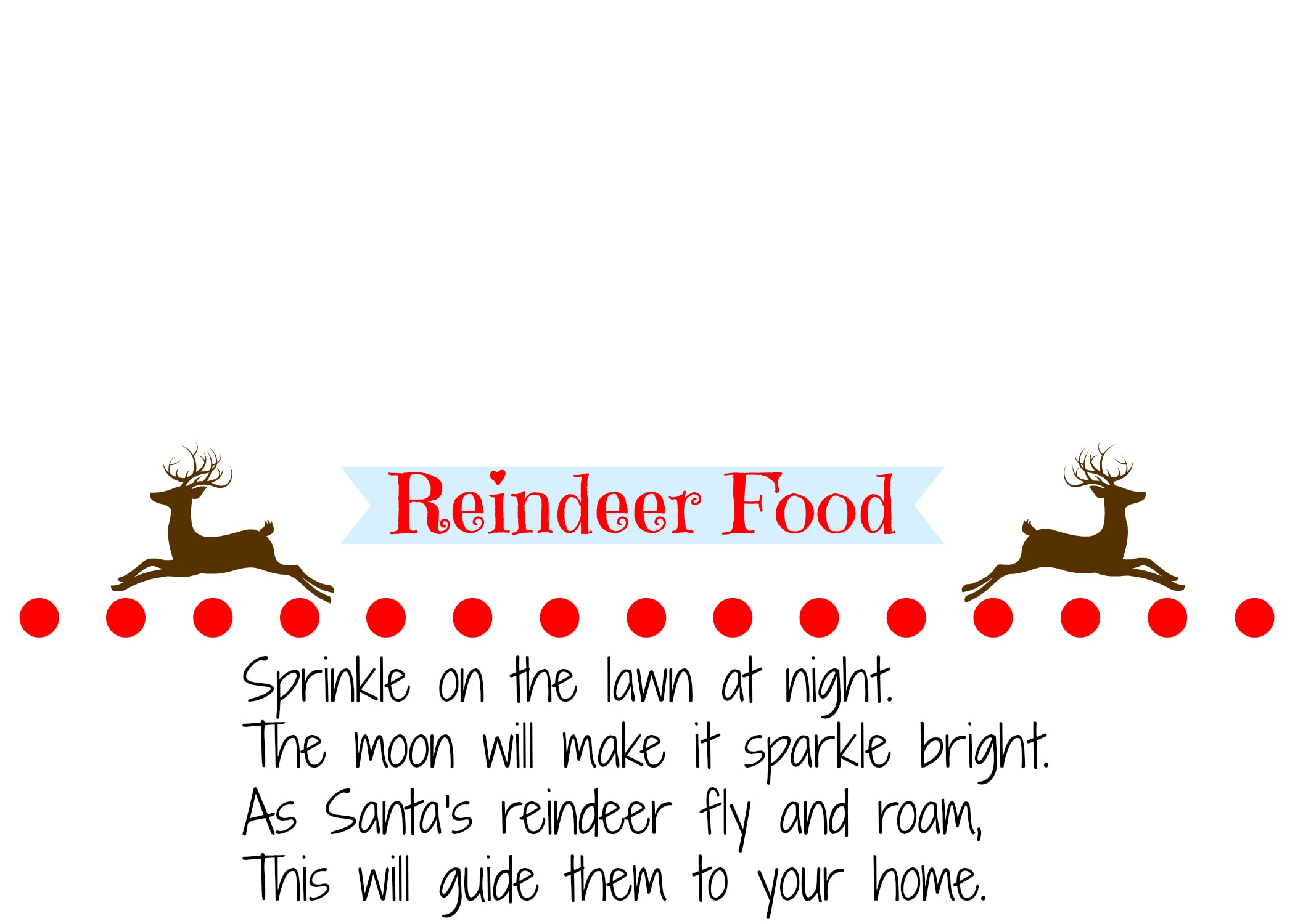 Homemade reindeer food recipe with printable labels