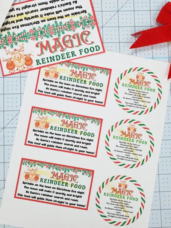 Free reindeer food printable with poem and recipe