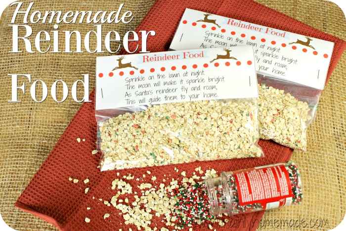 Homemade reindeer food recipe with printable labels