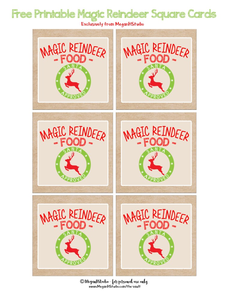 Free magic reindeer food tags