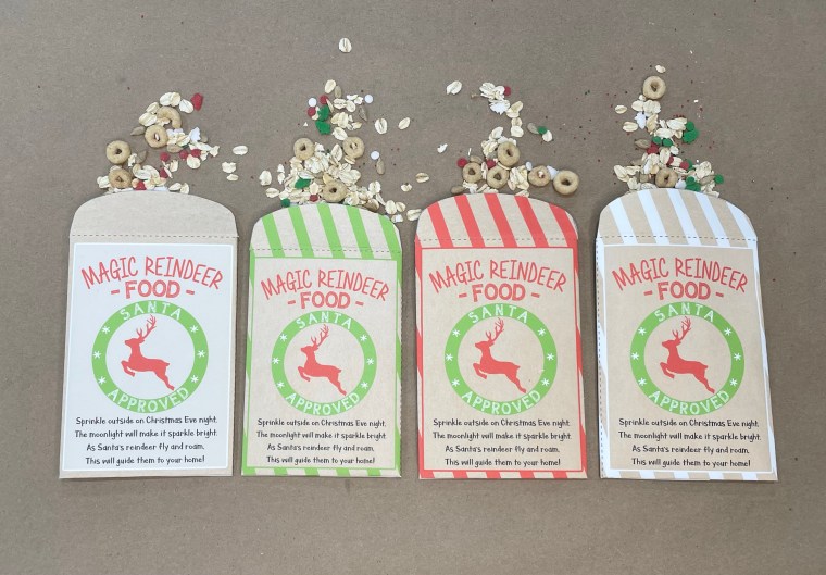 Free magic reindeer food packet printable