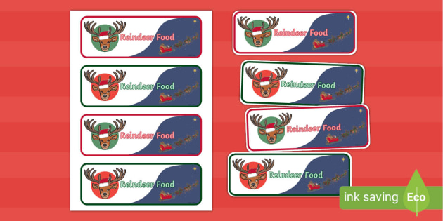 Christmas printable reindeer food labels