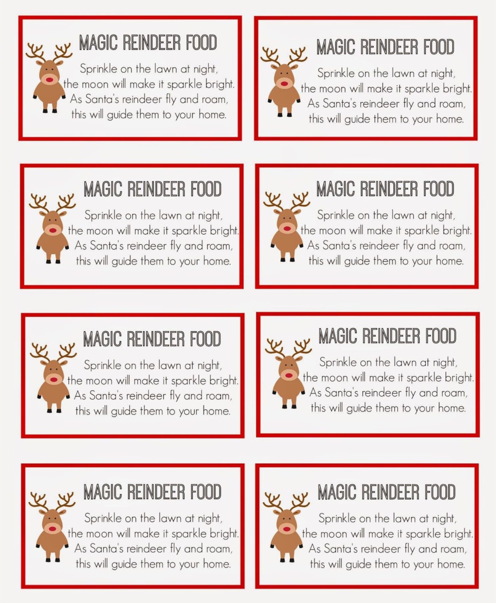 Printable reindeer food label magic reindeer food reindeer food label kids christmas party