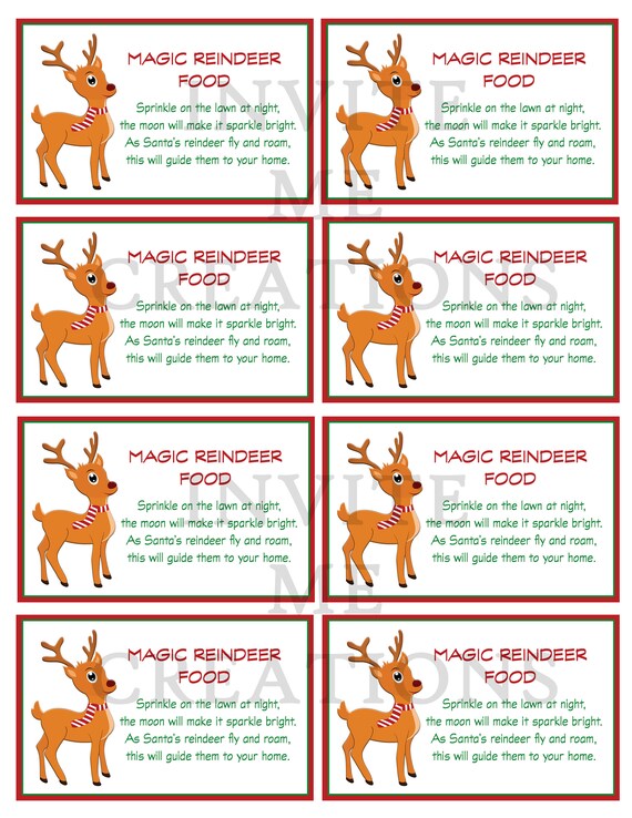 Magic reindeer food label instant download printable reindeer food tags digital file christmas tags christmas reindeer rudolph red