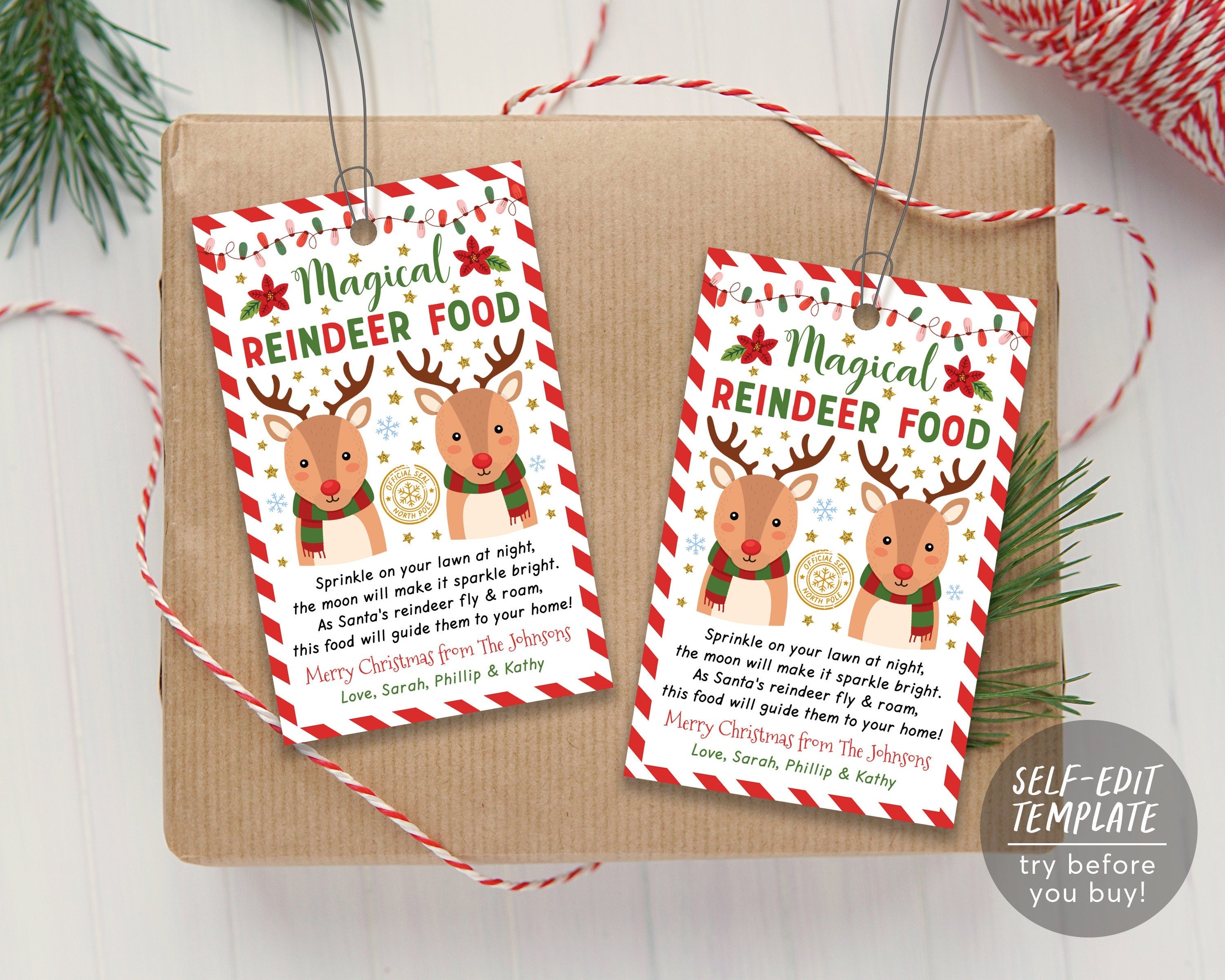 Magical reindeer food tag editable template christmas magic reindeer â puff paper co