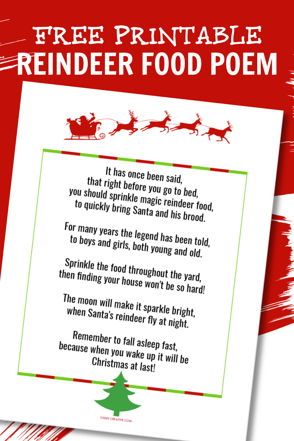 Reindeer food poem free printable