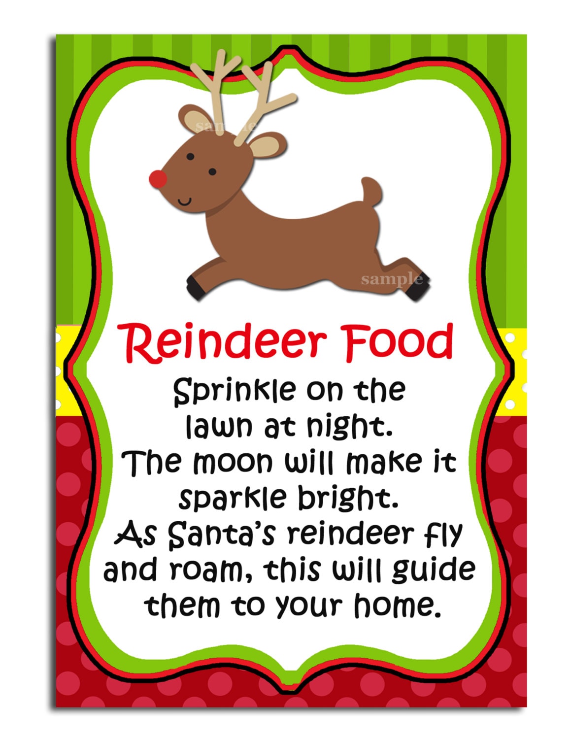 Reindeer food printable labels instant download