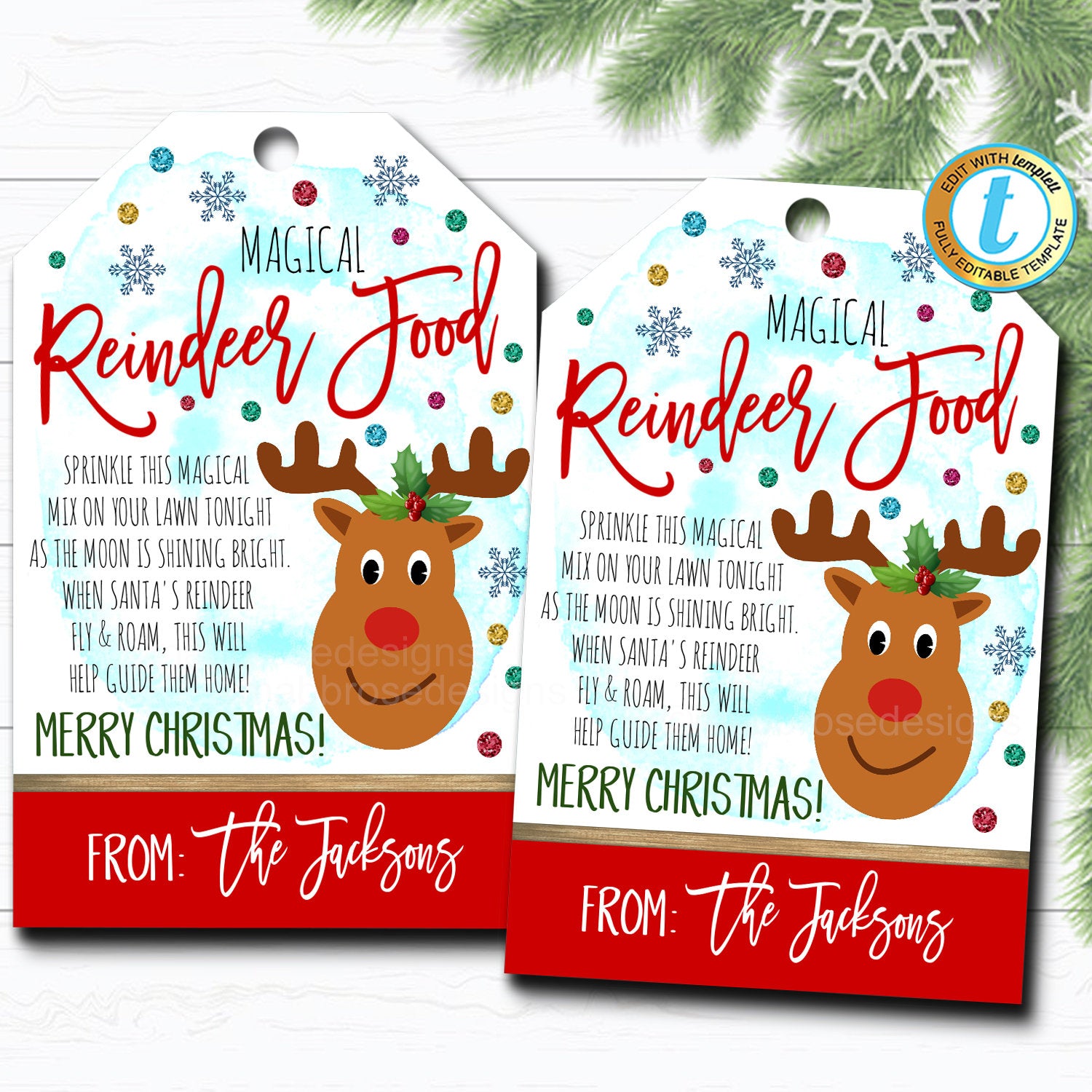 Magic reindeer food christmas gift tag printables