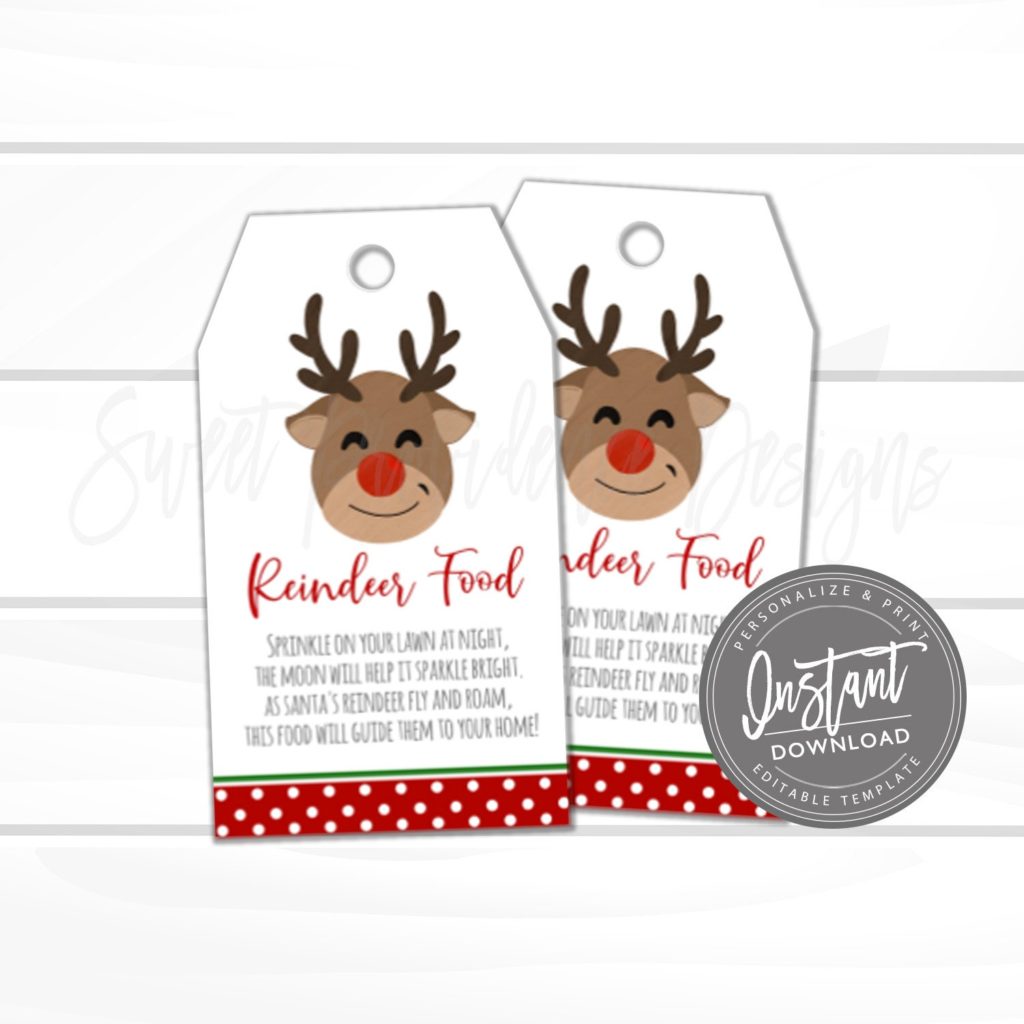 Editable reindeer food christmas tag diy christmas tag reindeer food tag holiday favor hang tag christmas hang tags santa gift tag sweet providence designs