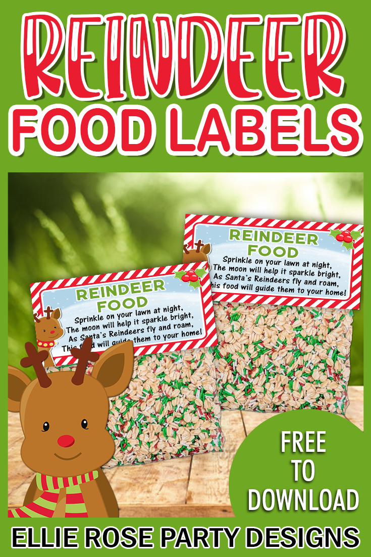 Free reindeer food treat bag topper printable