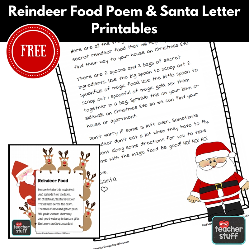 Reindeer food recipe printable poem santa letter a to z teacher stuff printable pages and worksheets