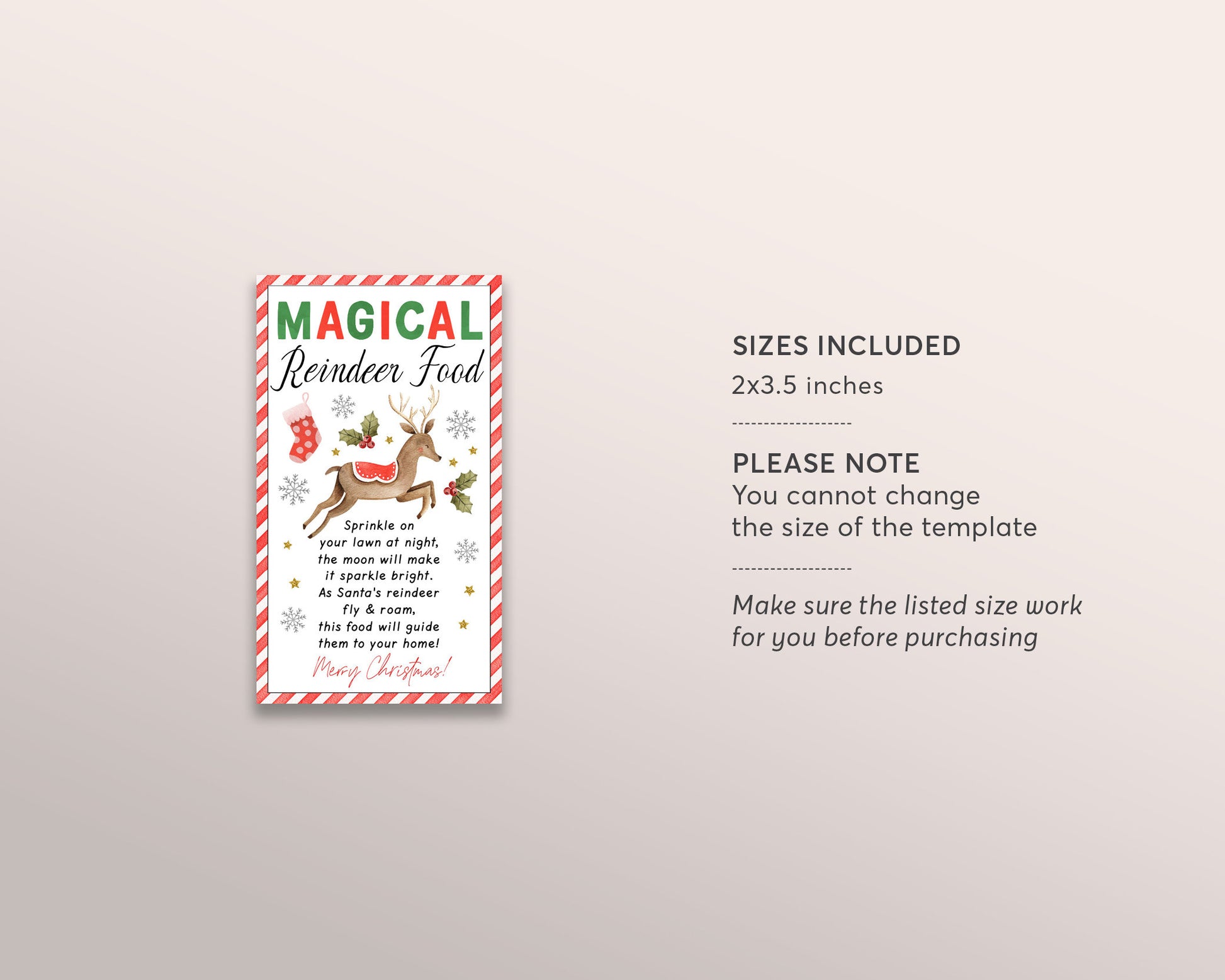 Magical reindeer food tag editable template christmas magic reindeer â puff paper co