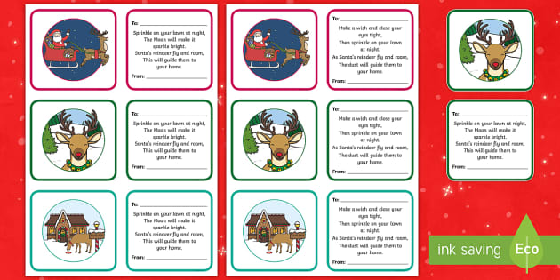 Reindeer food poem labels teacher made