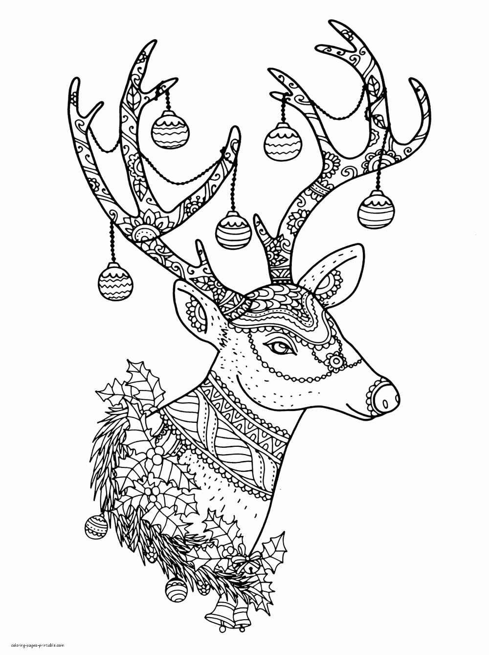 Free christmas reindeer colouring pages for adults deer coloring pages animal coloring pages christmas coloring pages