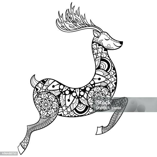 Vector reindeer for adult anti stress coloring pages stock illustration