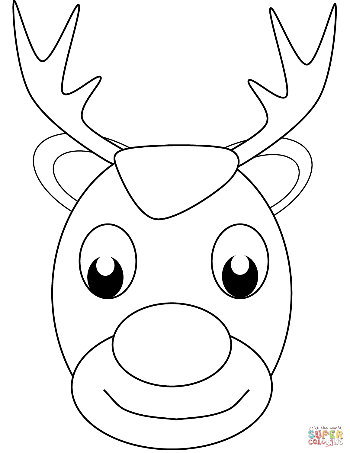 Christmas reindeer face coloring page free printable coloring pages