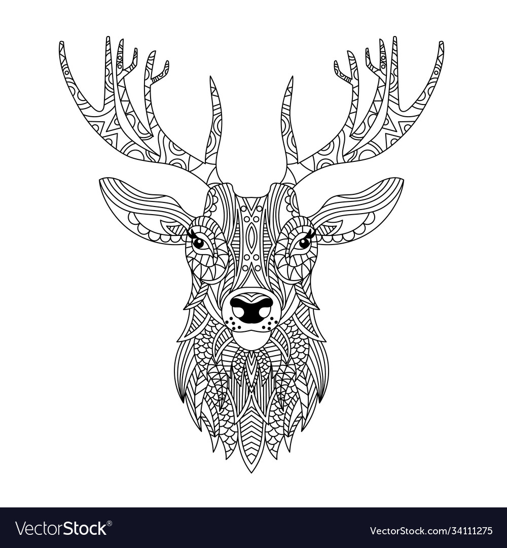 Reindeer head coloring book royalty free vector image