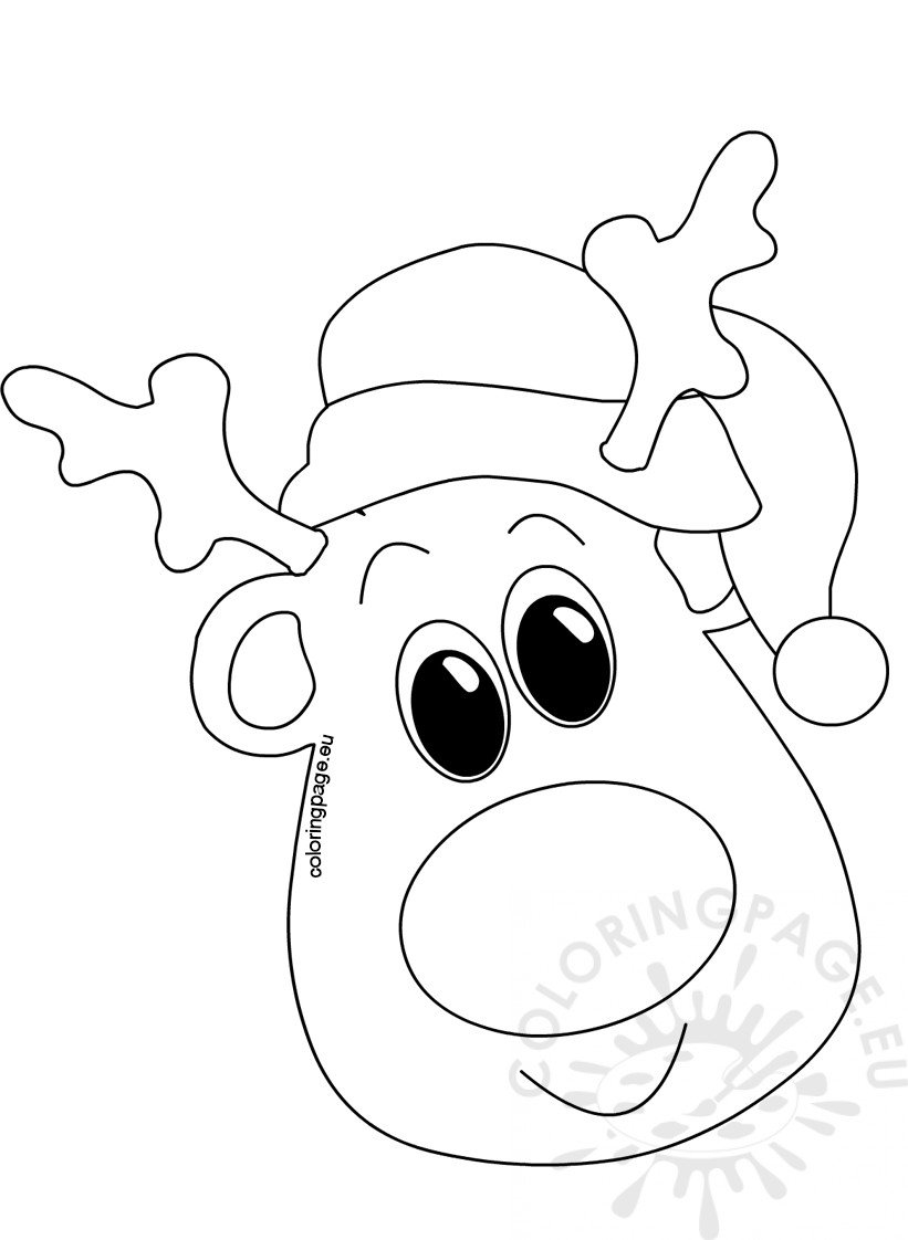 Christmas coloring pages head with santa hat coloring page