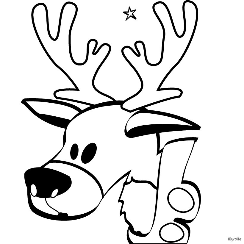 Reindeer head coloring pages