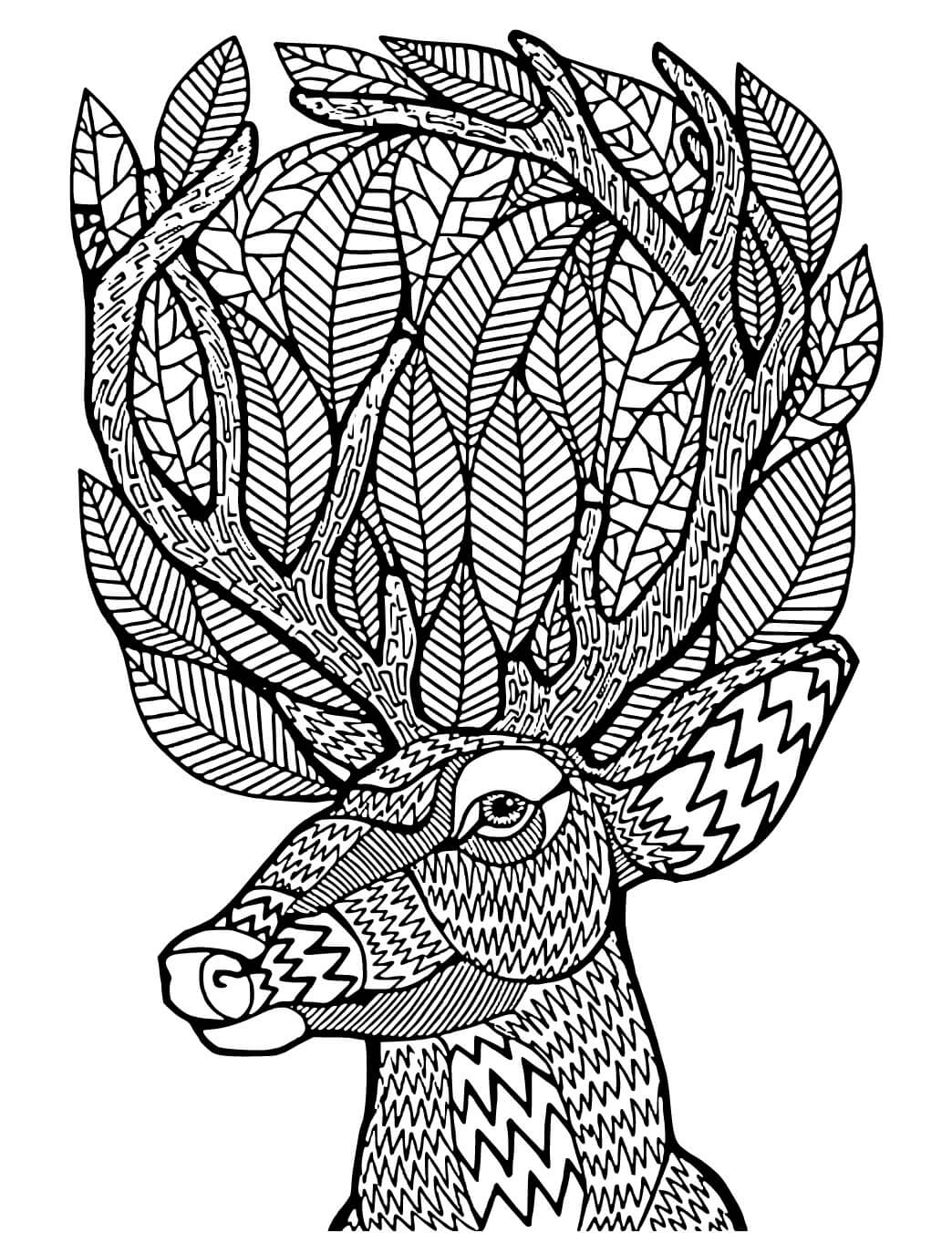 Basic reindeer head mandala coloring page