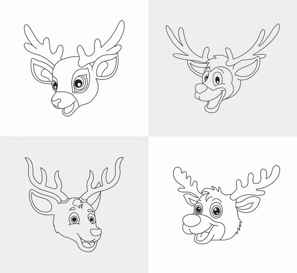 Cute deer coloring page kids animal outline reindeer coloring book stock vector by softflora