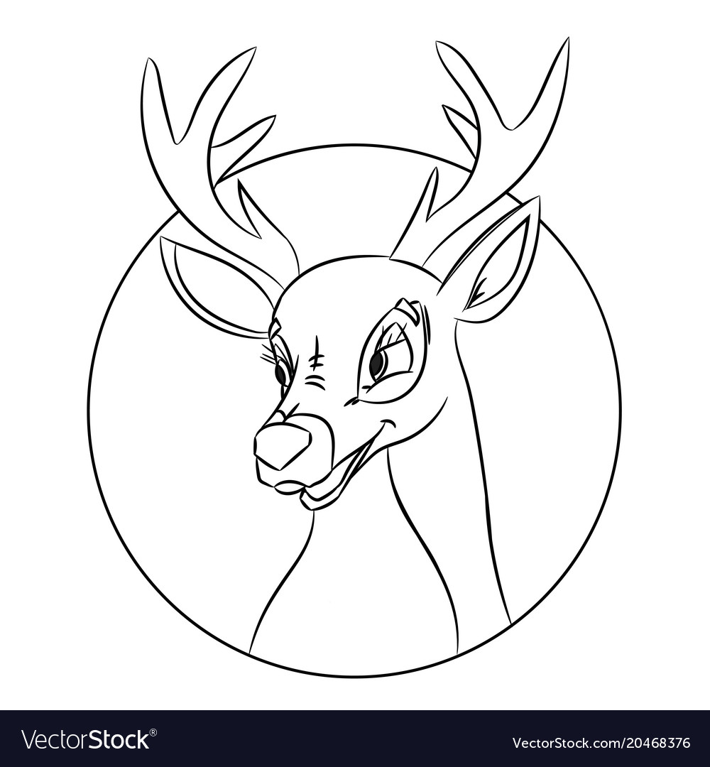 Hand drawn deer head coloring page picture made vector image