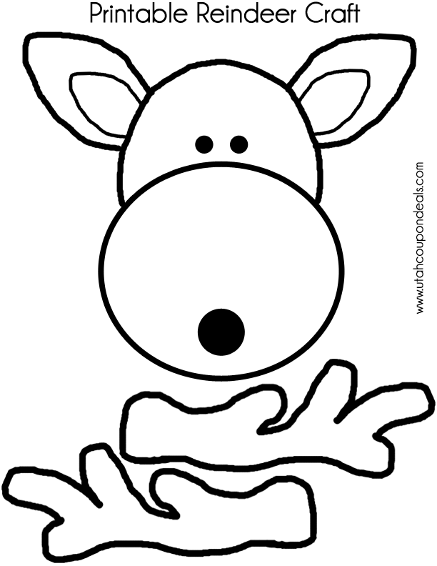 Printable reindeer face craft antlers or handprints