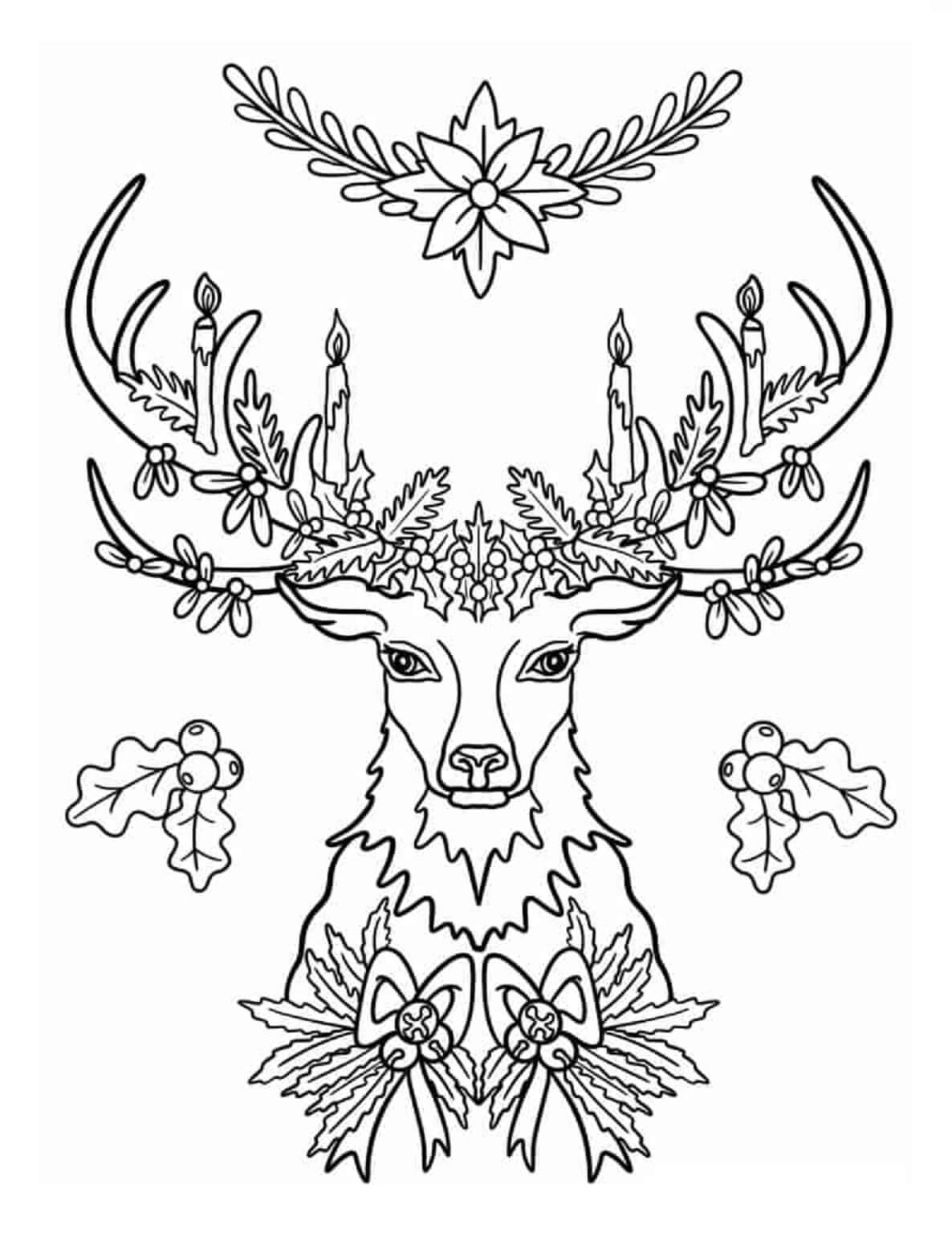 Reindeer face mandala coloring page