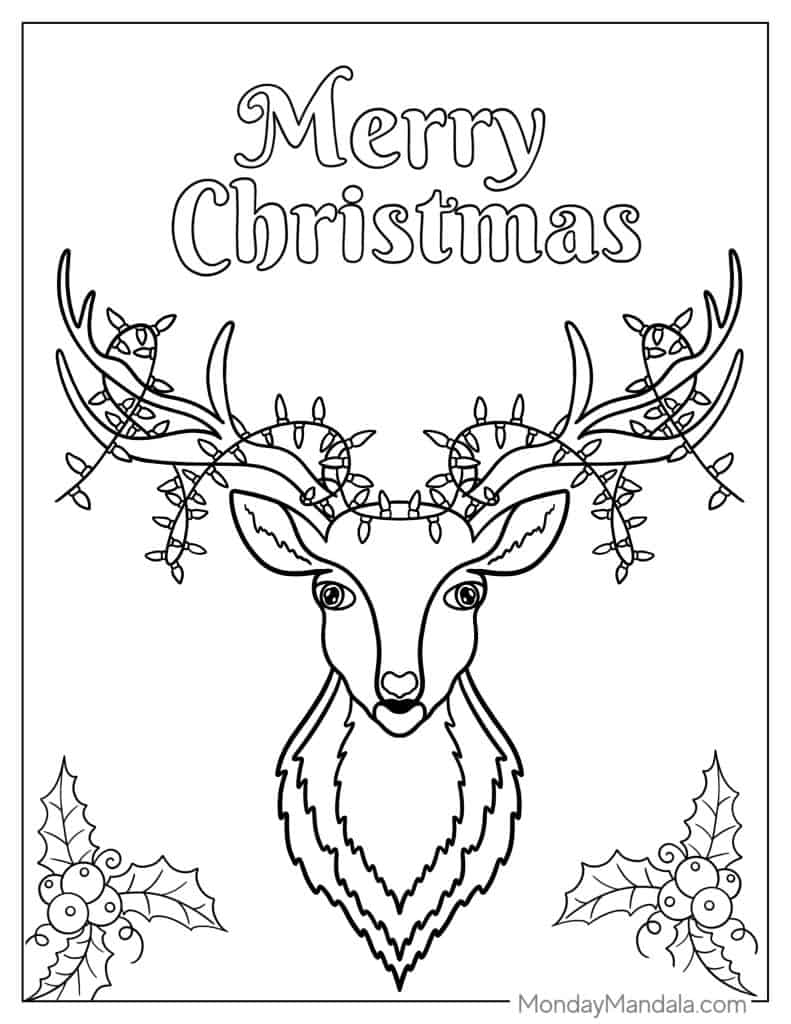 Reindeer coloring pages free pdf printables