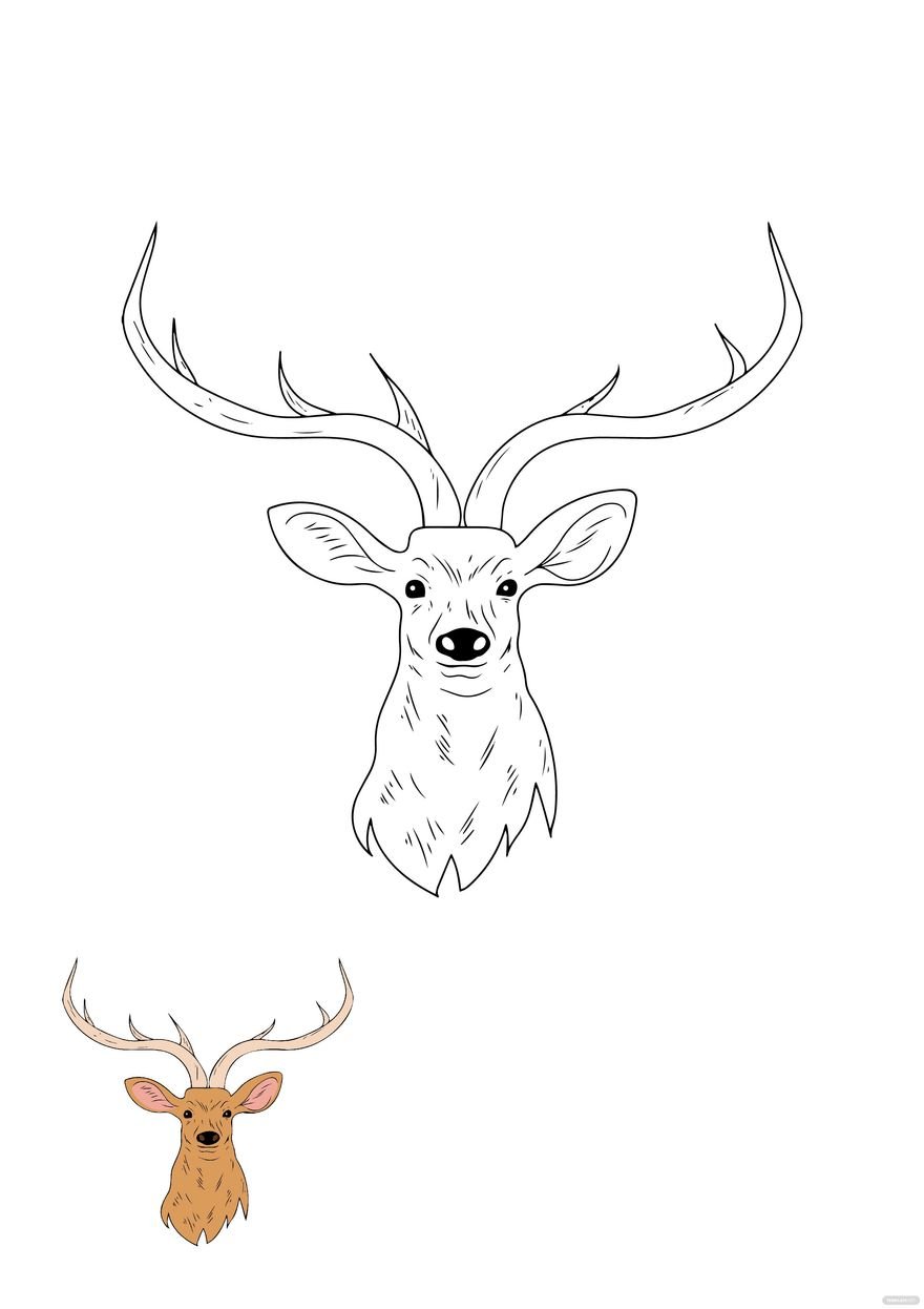 Free deer head coloring page