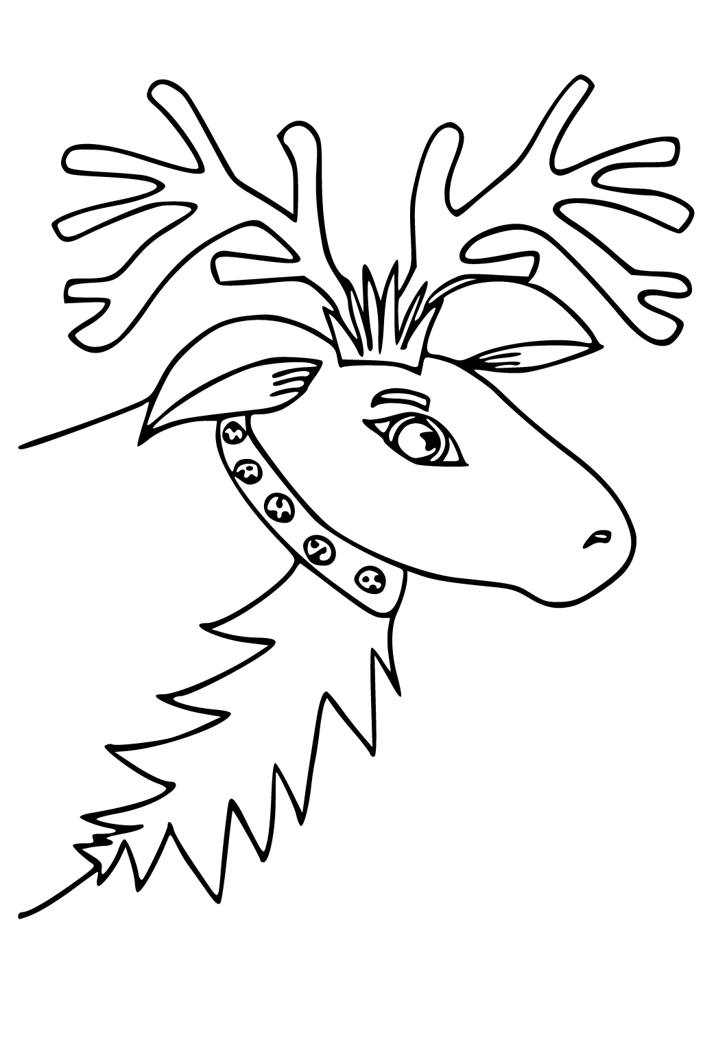 Free printable reindeer head coloring page for adults and kids