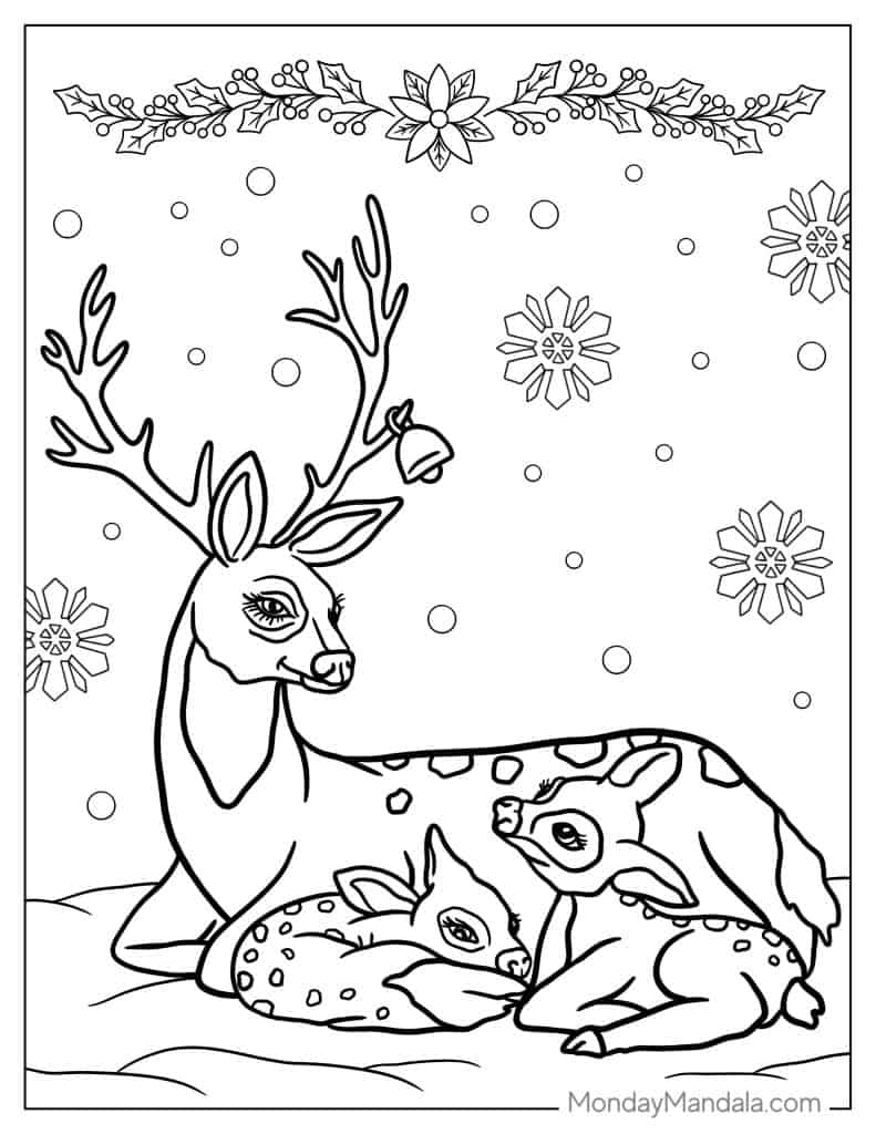 Reindeer coloring pages free pdf printables