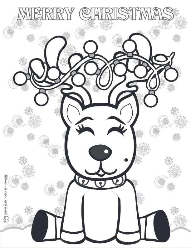 Christmas gnome reindeer coloring page