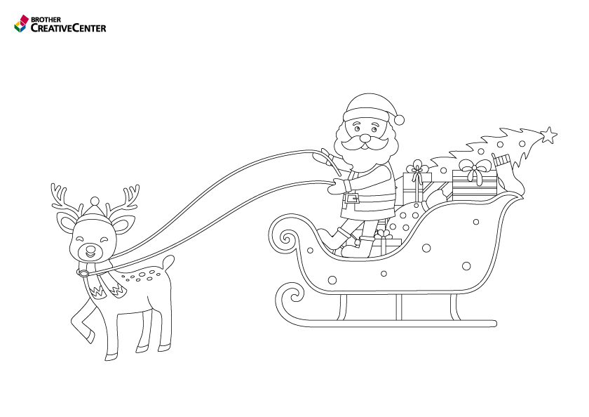 Free printable santa and reindeer colouring creative center